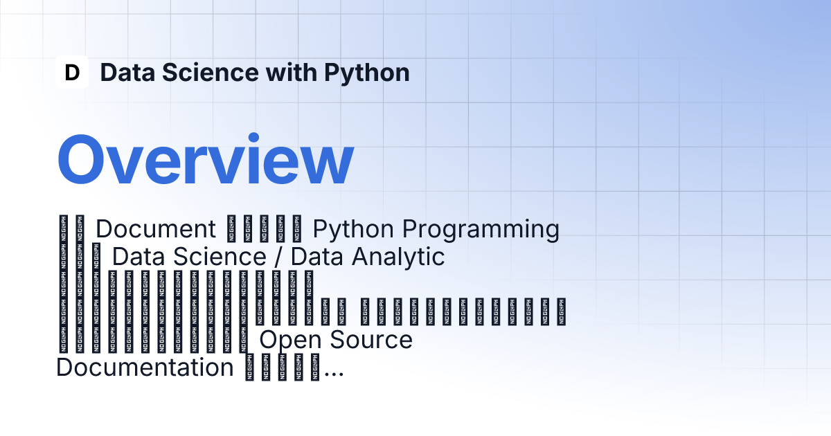 Overview | Data Science with Python